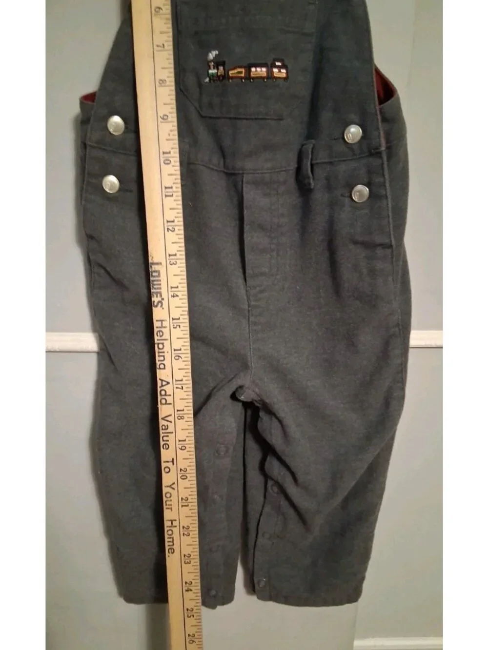 Vintage Gymboree Train Overalls Grey Flannel 12-18 Months Warm